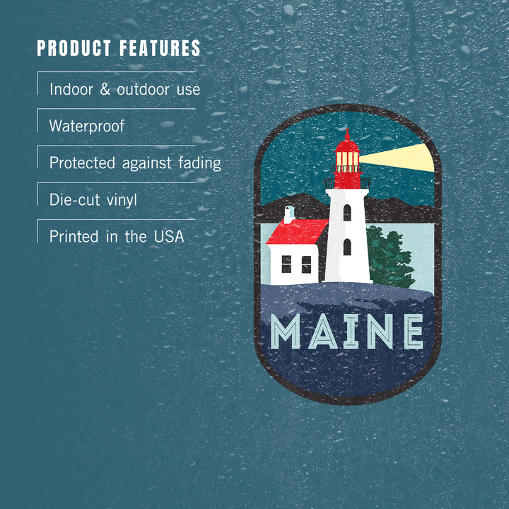 Maine, Lighthouse, Vector Style, Contour, Vinyl Sticker