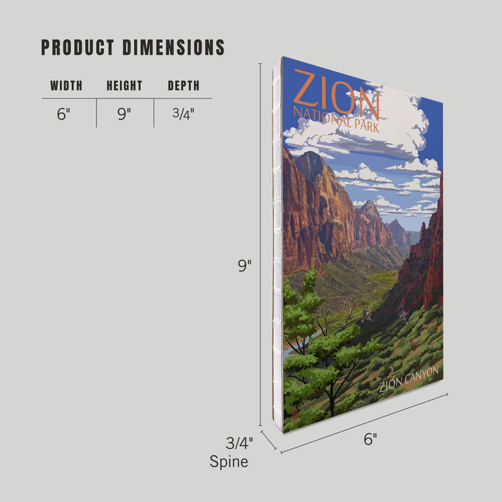 Lined 6x9 Journal, Zion National Park, Utah, Zion Canyon View, Lay Flat, 193 Pages, FSC paper