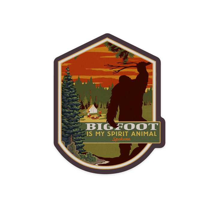 Spokane, Washington, Bigfoot is My Spirit Animal, Contour, Vinyl Sticker