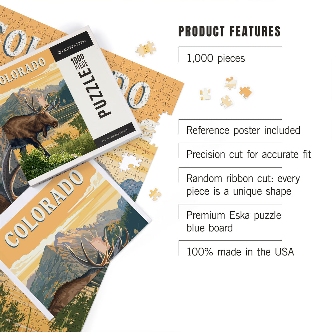 Colorado, Moose, Painterly, 1000 Piece Jigsaw Puzzle