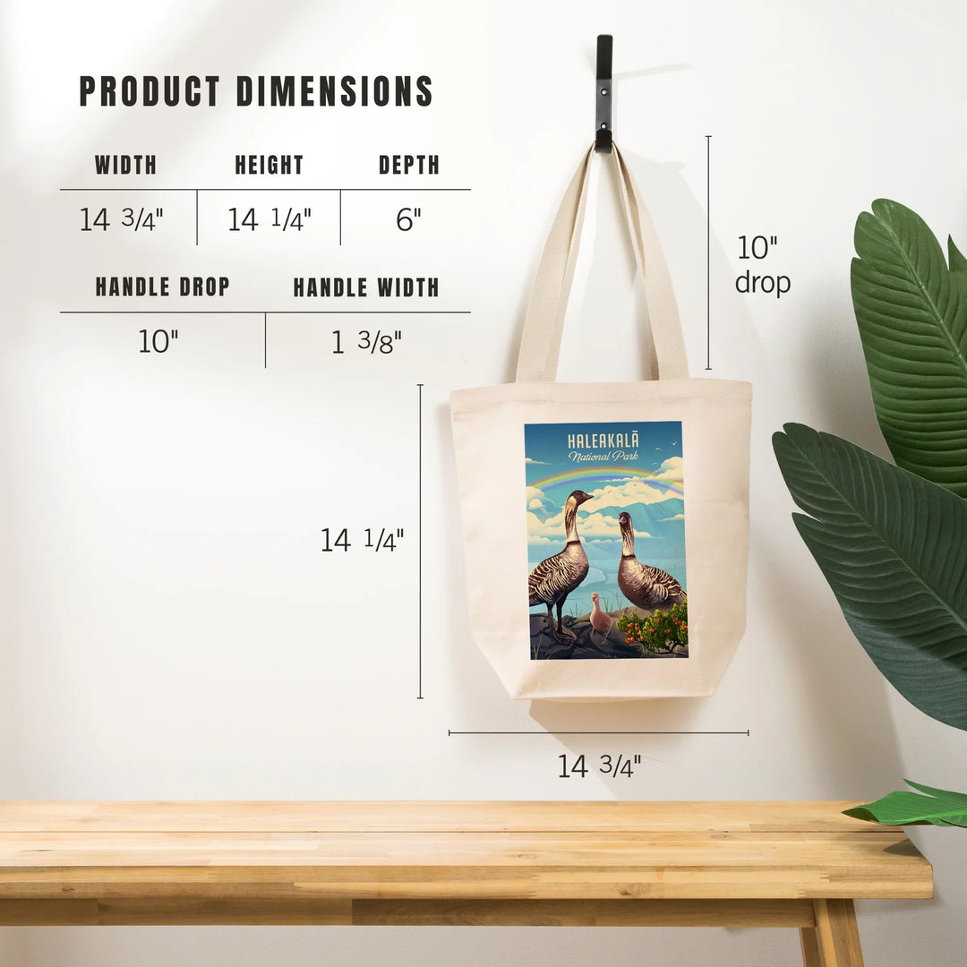 Haleakala National Park, Hawaii, Lithograph Wildlife Series, Nene, Tote Bag