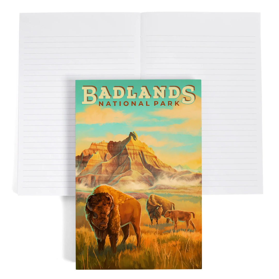 Lined 6x9 Journal, Badlands National Park, South Dakota, Oil Painting, Lay Flat, 193 Pages, FSC paper