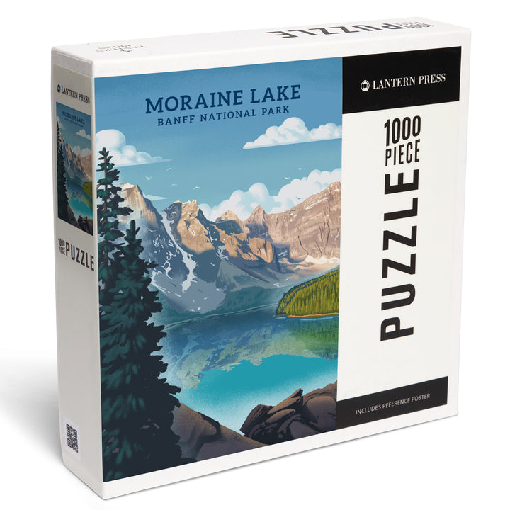 Banff National Park, Canada, Lithograph, Moraine Lake, 1000 Piece Jigsaw Puzzle