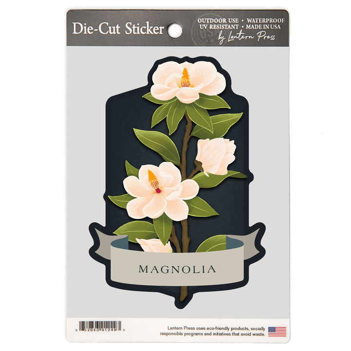 Vintage Flora Noir, Magnolia, Vinyl Sticker