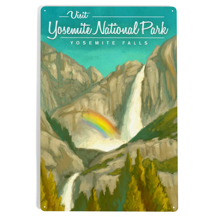 Yosemite National Park, California, Visit Yosemite Falls, Oil Painting, Metal Signs