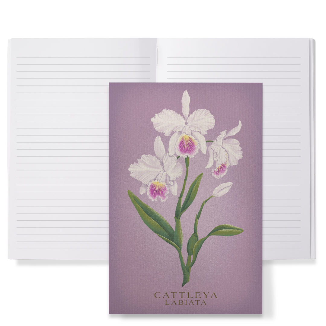 Lined 6x9 Journal, Cattleya, Orchid, Vintage Flora, Lay Flat, 193 Pages, FSC paper