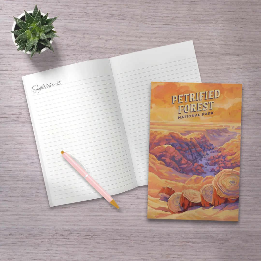 Lined 6x9 Journal, Petrified Forest National Park, Arizona, Oil Painting, Lay Flat, 193 Pages, FSC paper