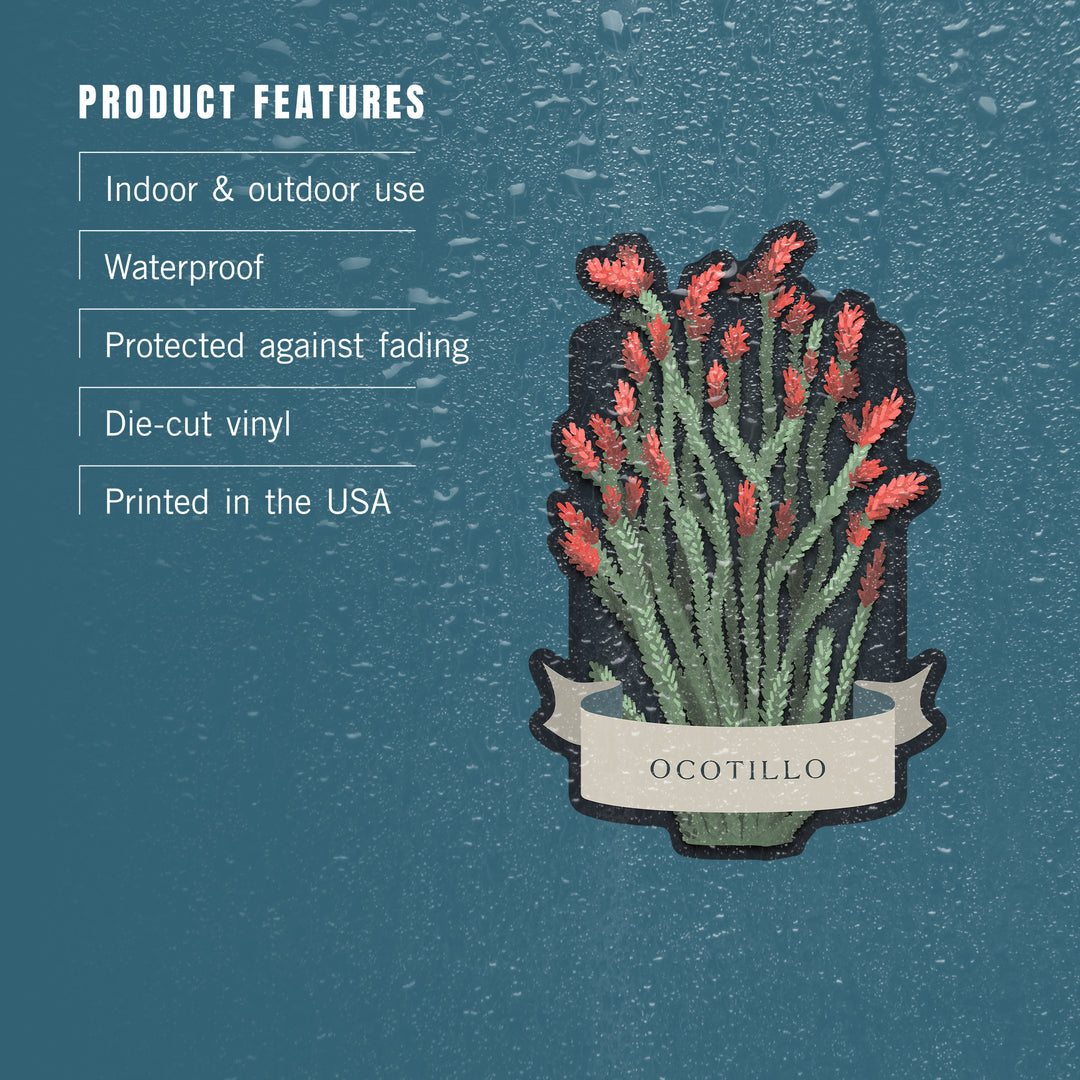 Vintage Flora Noir, Ocotillo, Vinyl Sticker