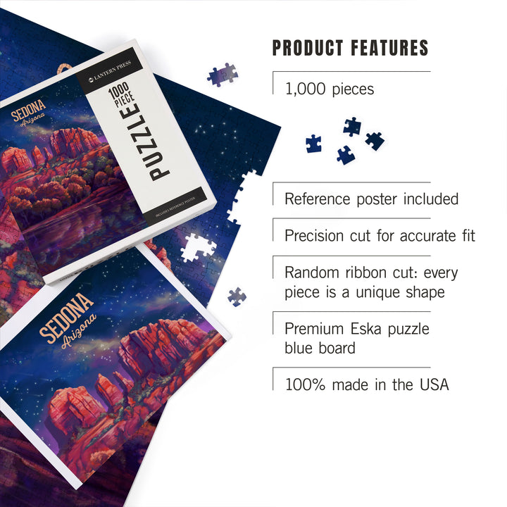 Sedona, Arizona, Oil Painting, Cathedral Rock under the Milky Way, 1000 Piece Jigsaw Puzzle