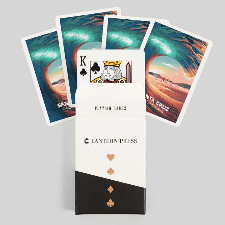 Playing Cards, Santa Cruz, California, Epic Wave, 52 Card Deck with Jokers in Box, Unique Art