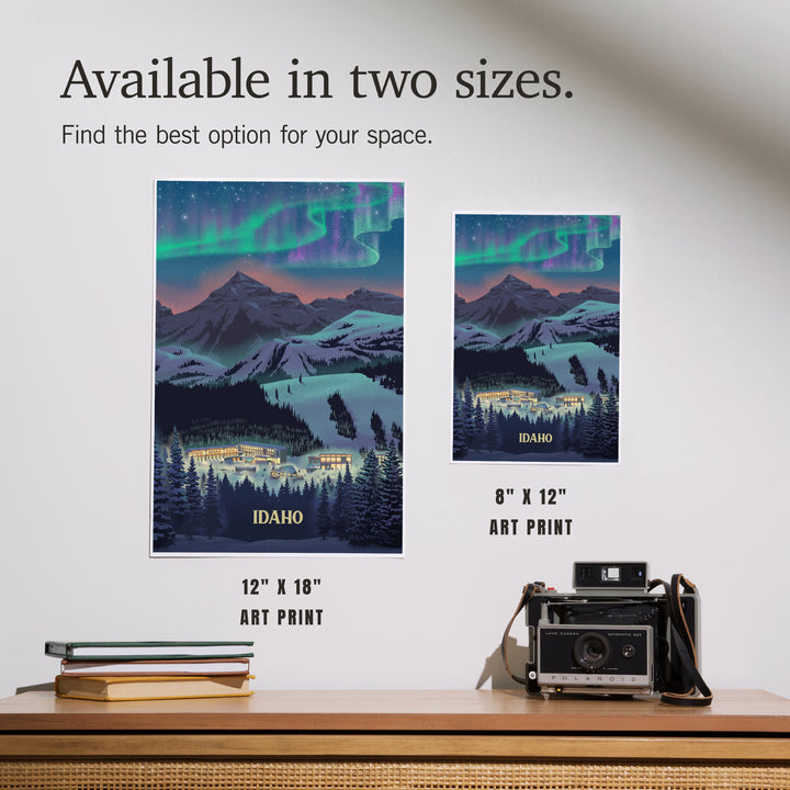 Idaho, Village under Northern Lights, Art & Giclee Prints