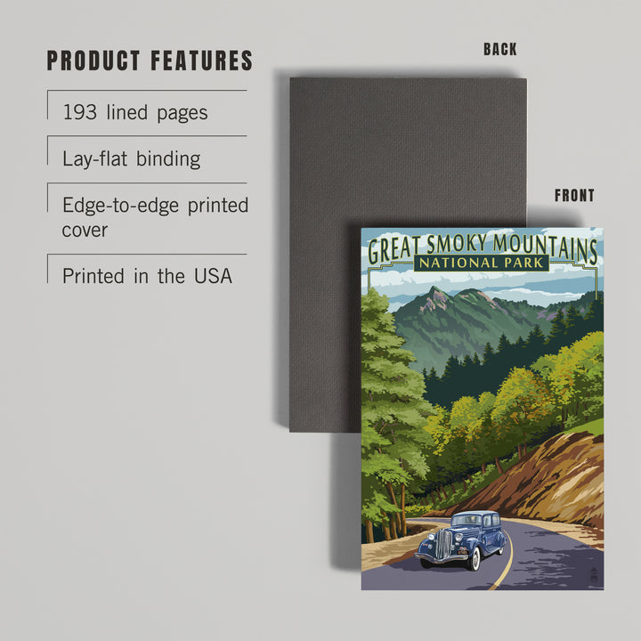 Lined 6x9 Journal, Great Smoky Mountains National Park, Tennessee, Chimney Tops and Road, Lay Flat, 193 Pages, FSC paper