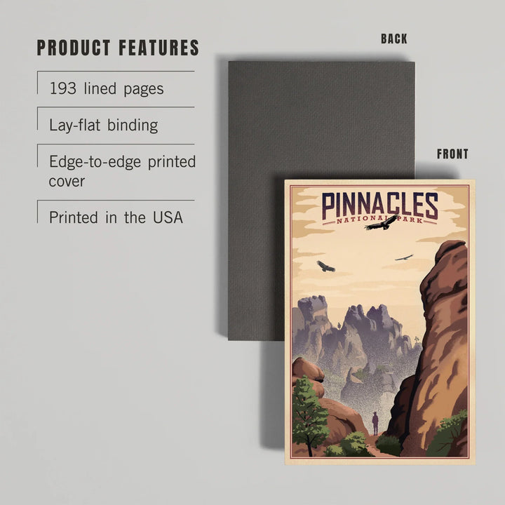 Lined 6x9 Journal, Pinnacles National Park, California, Lithograph, Lay Flat, 193 Pages, FSC paper
