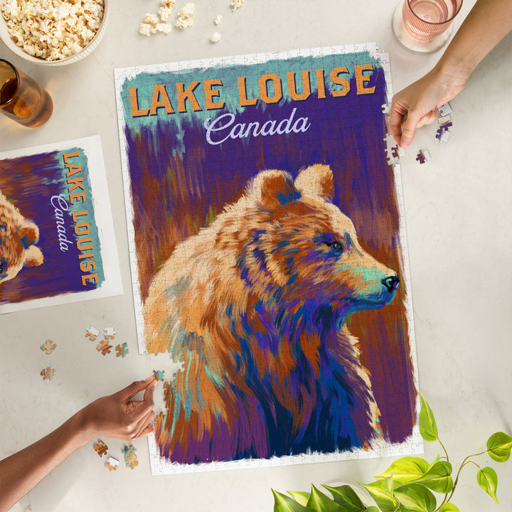 Lake Louise, Canada, Grizzly Bear, Vivid, Jigsaw Puzzle