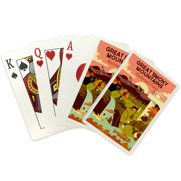 Playing Cards, Great Smoky Mountains National Park, Tennessee, Geometric National Park Series, 52 Card Deck with Jokers in Box, Unique Art