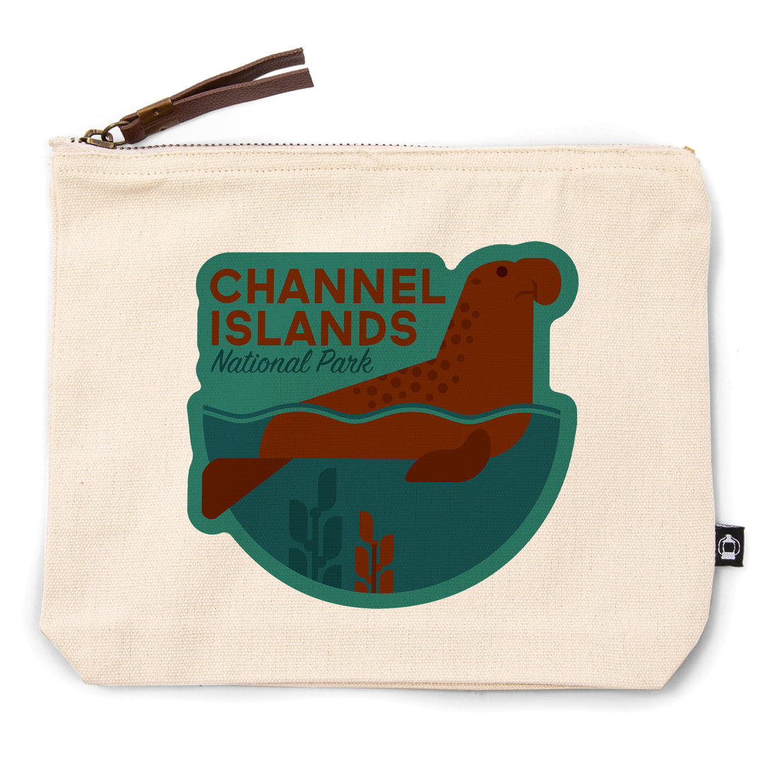 Channel Islands National Park, California, Elephant Seal, Geometric, Contour, Lantern Press Artwork, Accessory Go Bag