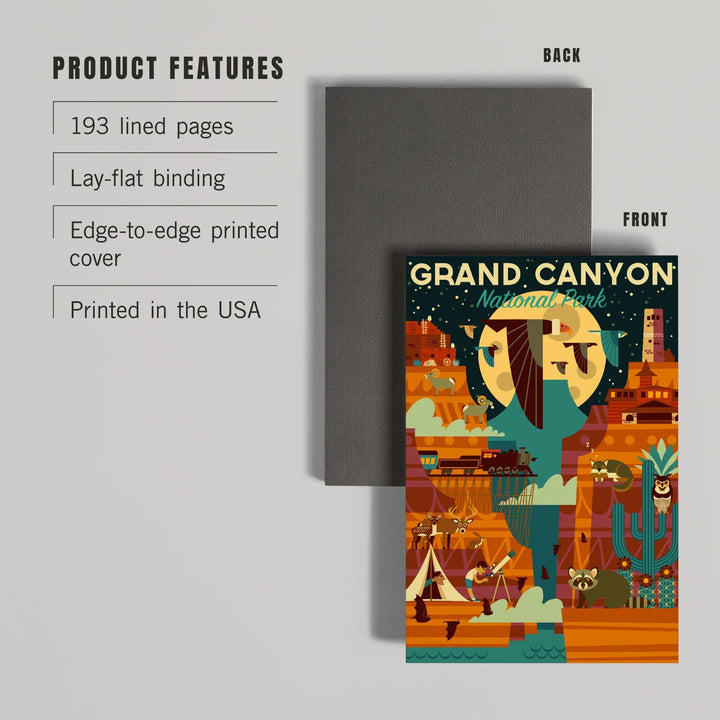 Lined 6x9 Journal, Grand Canyon National Park, Arizona, Geometric National Park Series (night), Lay Flat, 193 Pages, FSC paper