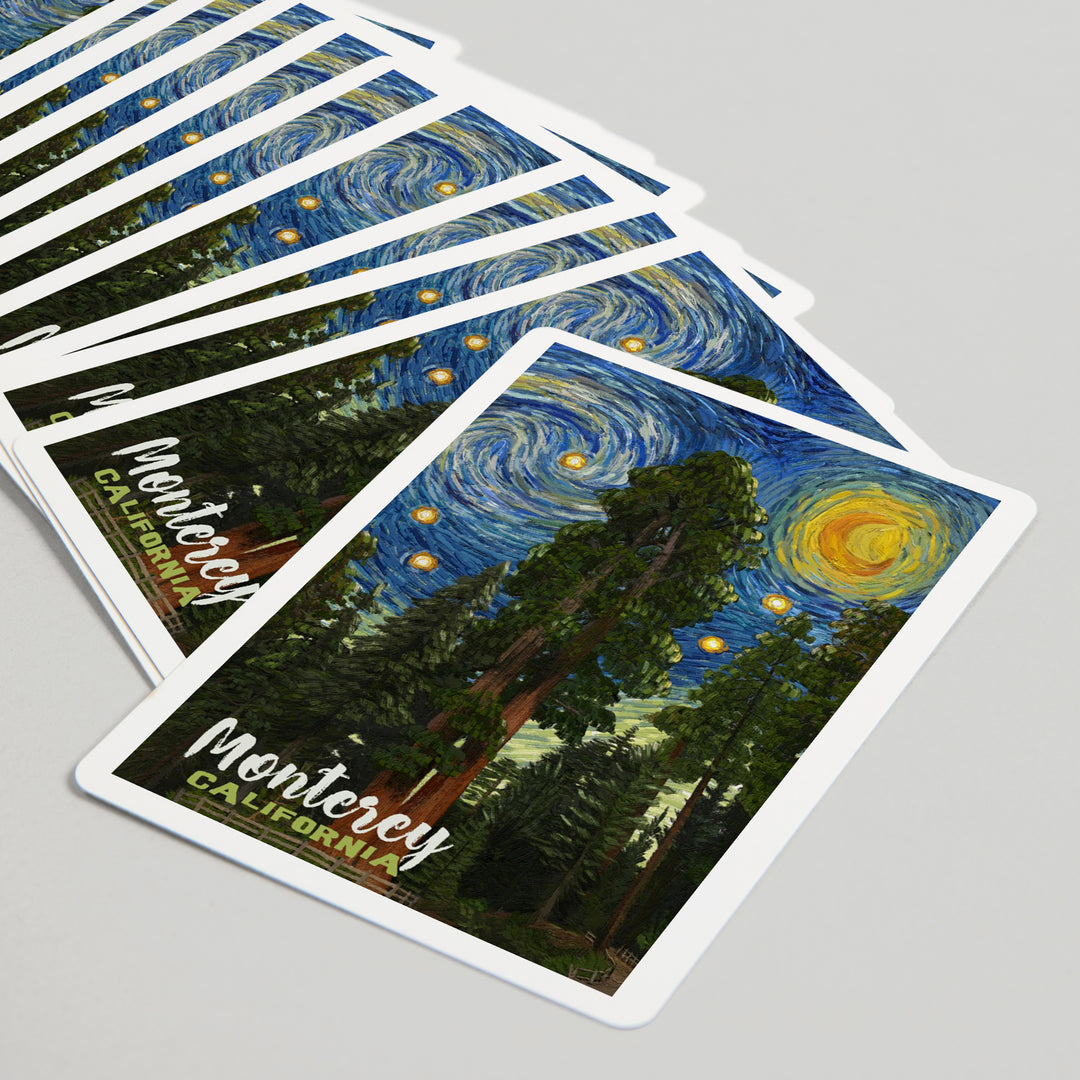 Playing Cards, Monterey, California, Starry Night National Park Series, 52 Card Deck with Jokers in Box, Unique Art