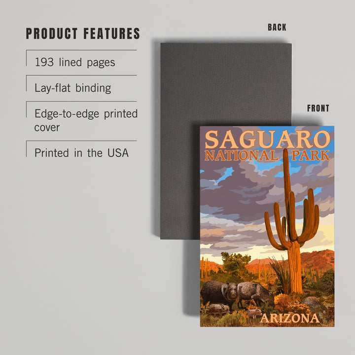 Lined 6x9 Journal, Saguaro National Park, Javelina, Lay Flat, 193 Pages, FSC paper
