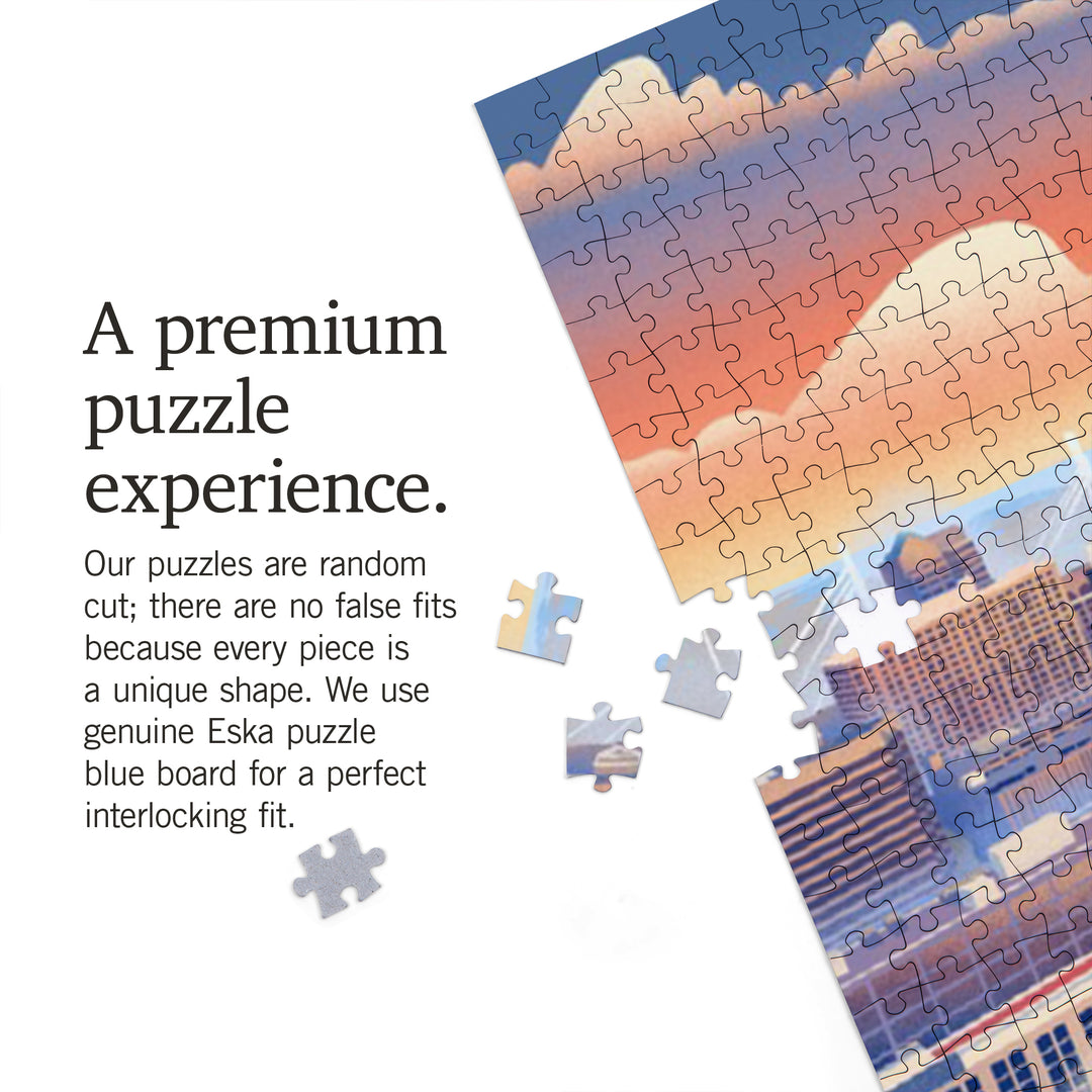 St. Louis, Missouri, Skyline With Stadium, Lithograph, 1000 Piece Jigsaw Puzzle