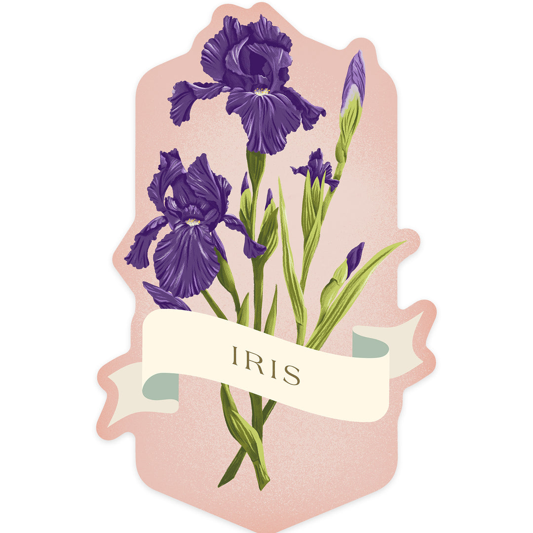 Vintage Flora, Iris, Contour, Vinyl Sticker