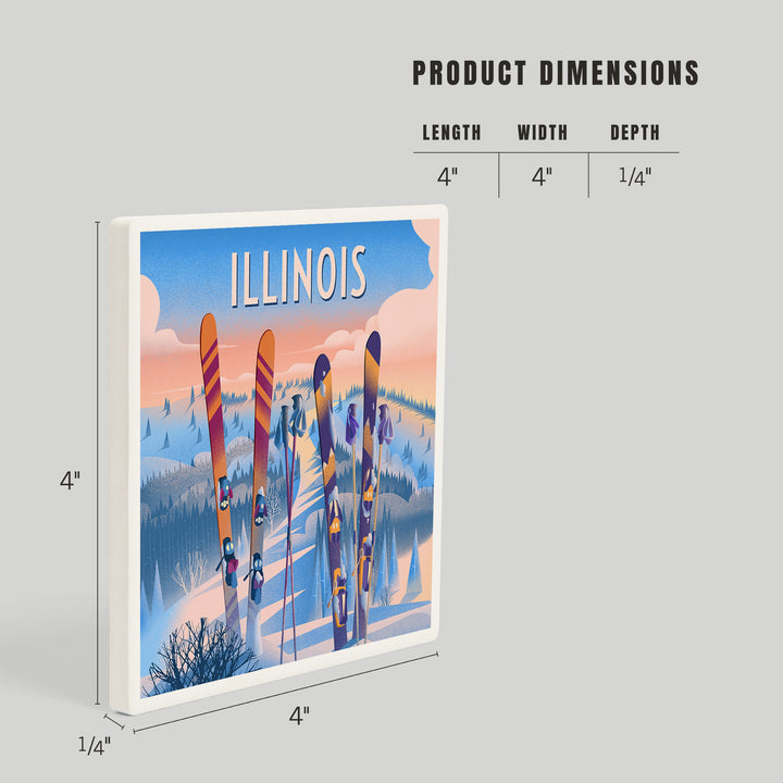 Illinois, Prepare for Takeoff, Skis in Snowbank, Coasters