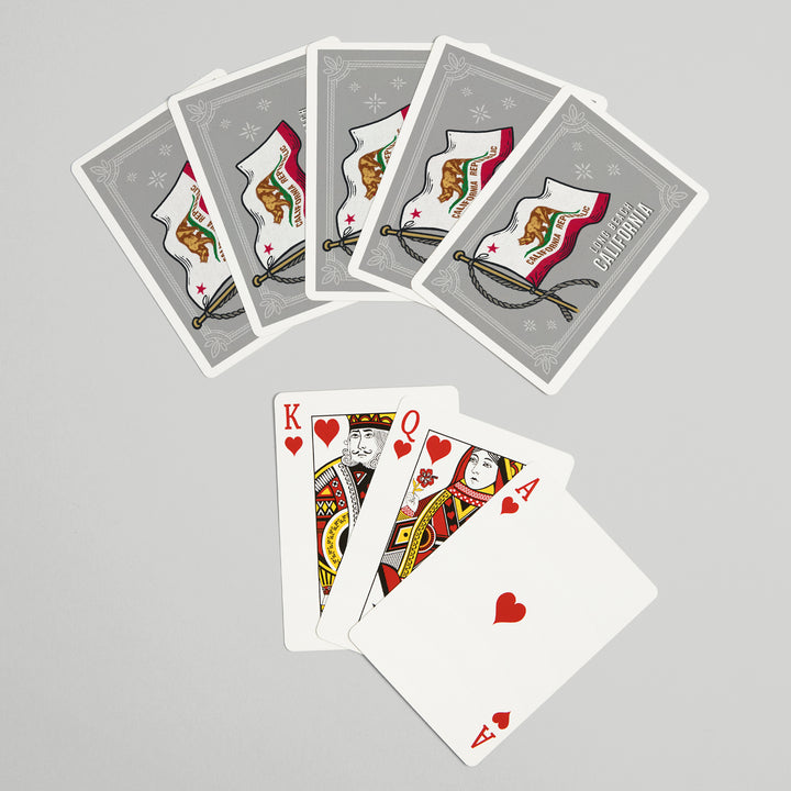 Playing Cards, Long Beach, California, Waving State Flag, State Series, 52 Card Deck with Jokers in Box, Unique Art
