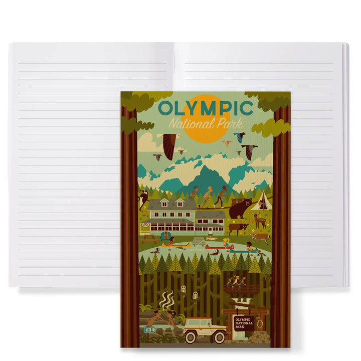 Lined 6x9 Journal, Olympic National Park, Geometric National Park Series, , Lay Flat, 193 Pages, FSC paper