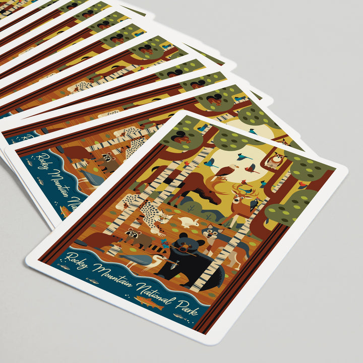 Playing Cards, Rocky Mountain National Park, Colorado, Forest Animals, Geometric, 52 Card Deck with Jokers in Box, Unique Art