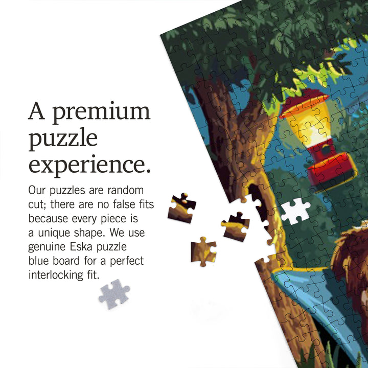 Alabama, Painterly, Pack Life, Dogs Around Campfire, Jigsaw Puzzle
