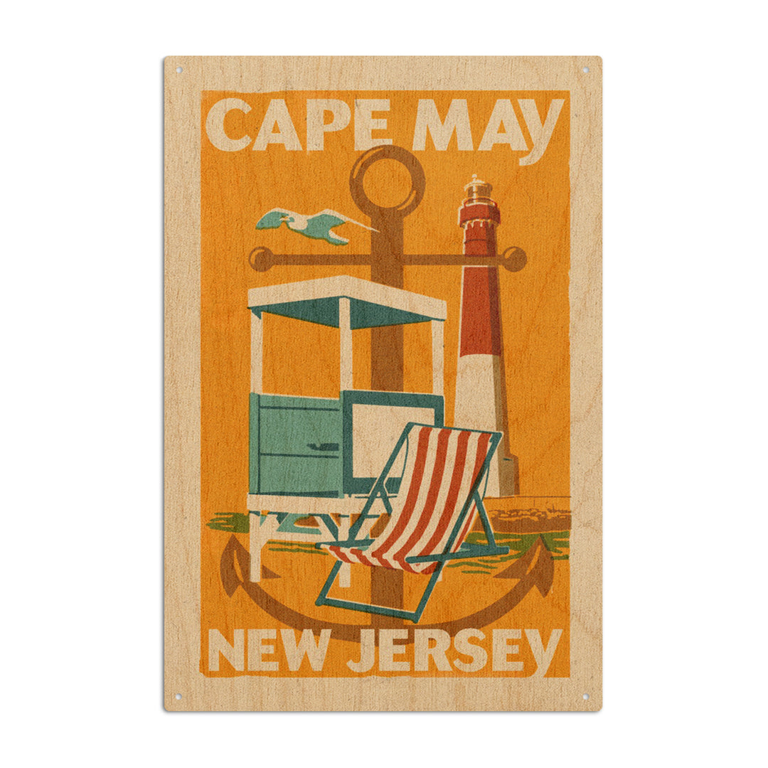 Cape May, New Jersey, Woodblock Series, Lantern Press Artwork, Wood Signs and Postcards