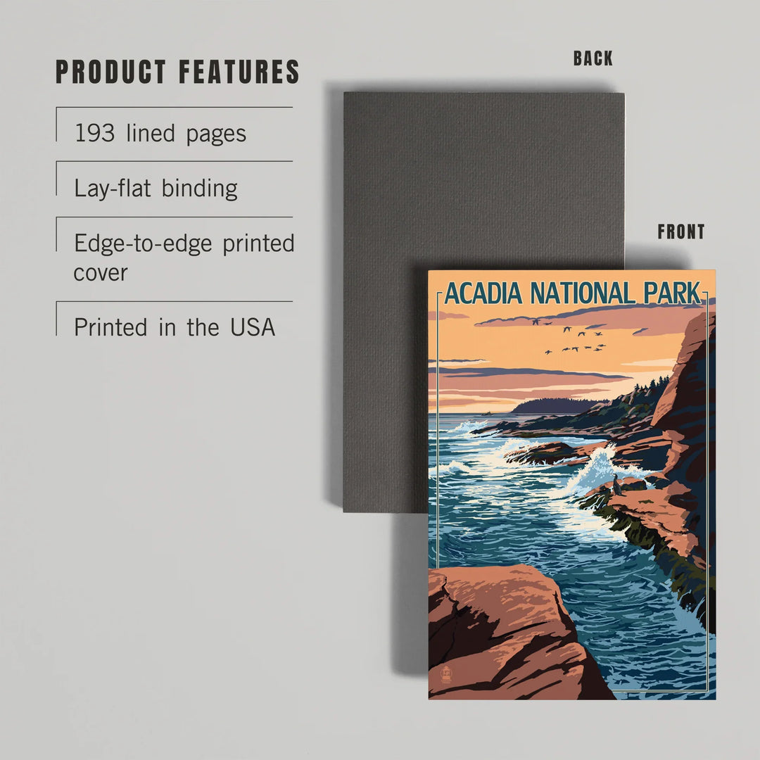 Lined 6x9 Journal, Acadia National Park, Maine, Mount Desert Island, Lay Flat, 193 Pages, FSC paper