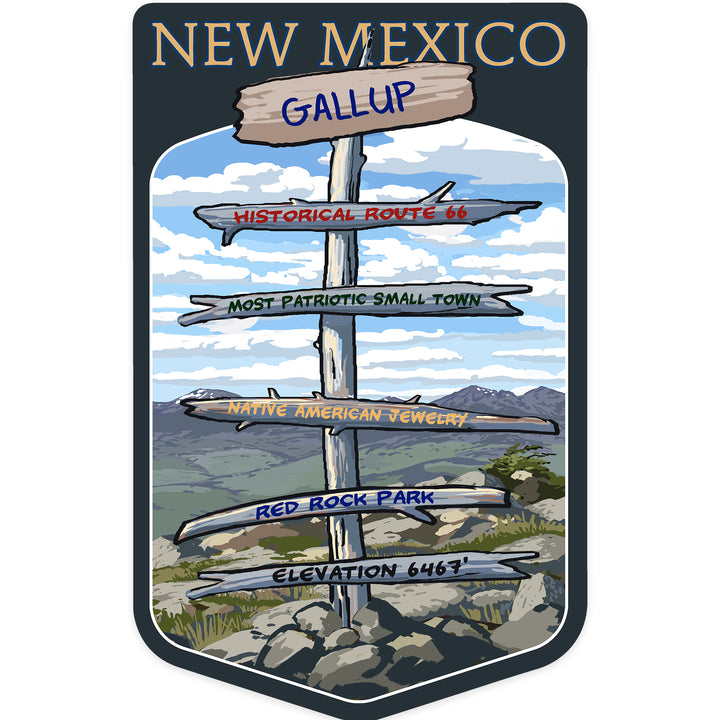 Gallup, New Mexico, Destination Signpost, Contour, Vinyl Sticker