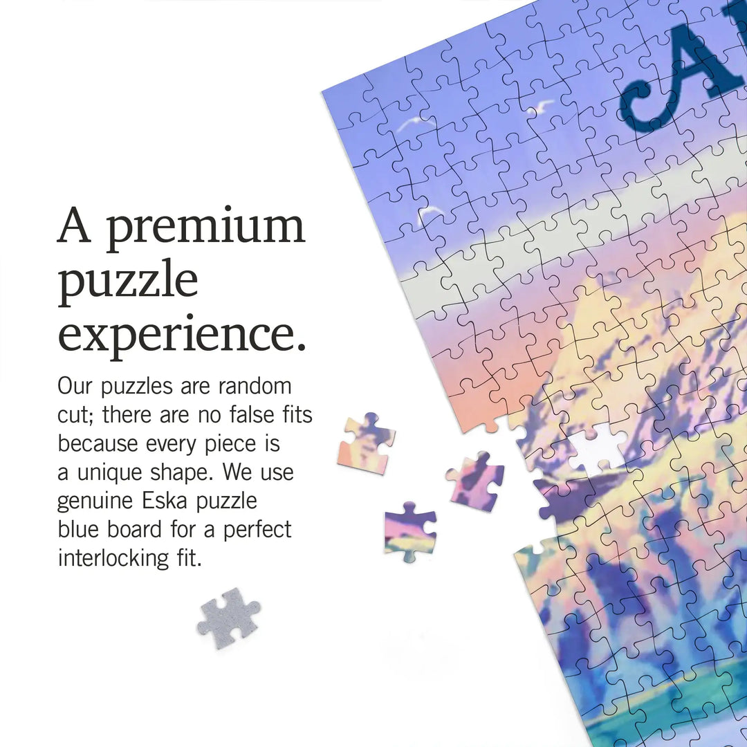 Alaska, Oil Painting, Whale Tail with Glacier, Jigsaw Puzzle