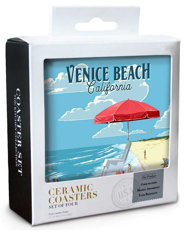 Venice Beach, California, Lifeguard Stand, Coaster Set