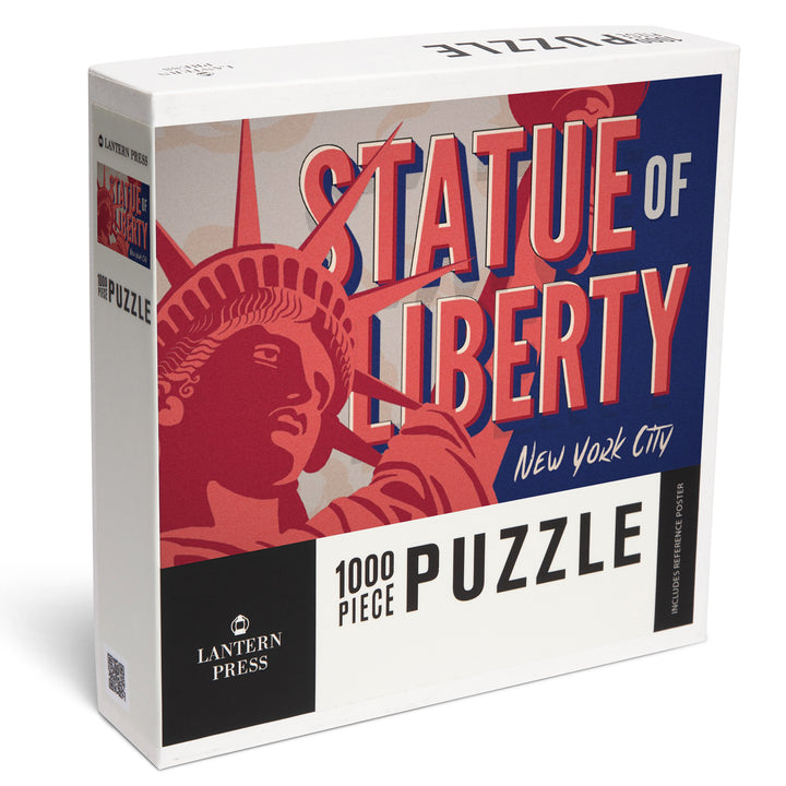 New York City, New York, Statue of Liberty, Red, White and Blue, Jigsaw Puzzle