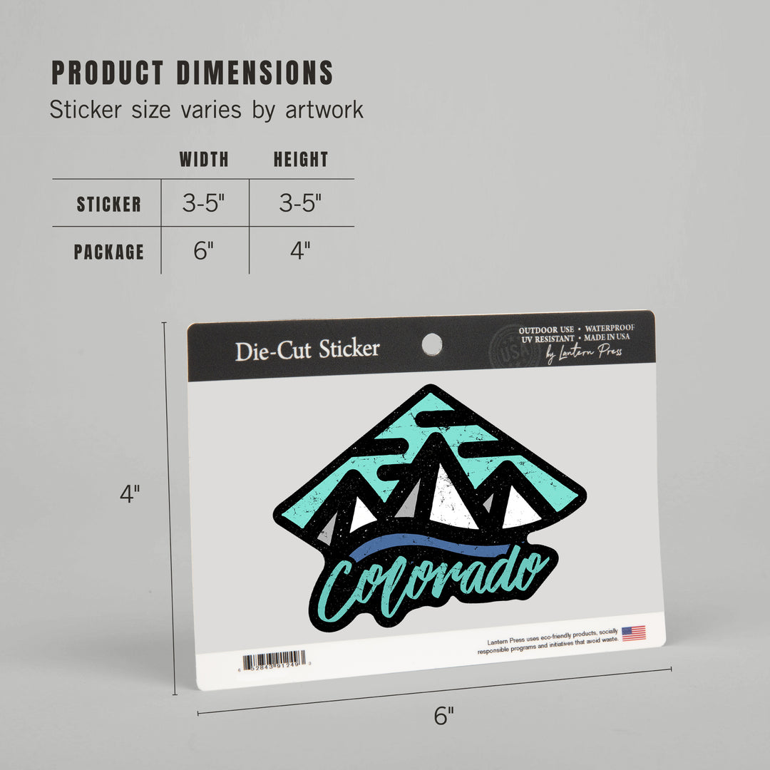 Colorado, Diamond Mountain, Contour, Lantern Press Artwork, Vinyl Sticker