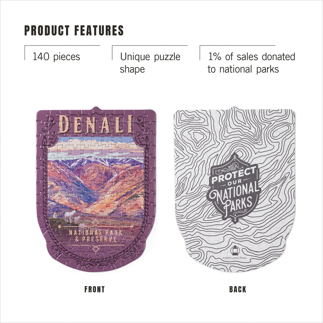 Lantern Press Mini Shaped Adult Jigsaw Puzzle, Protect Our National Parks (Denali)