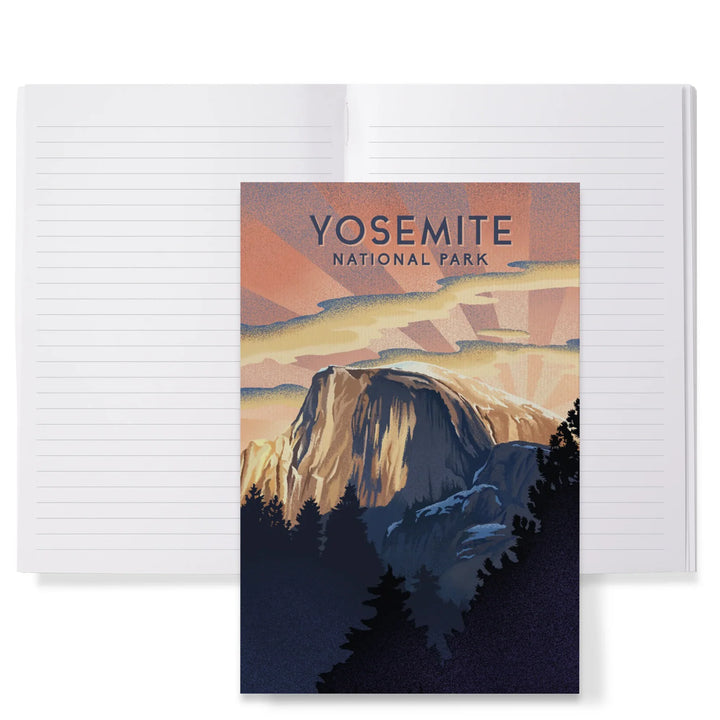Lined 6x9 Journal, Yosemite National Park, California, Litho, Half Dome, Lay Flat, 193 Pages, FSC paper
