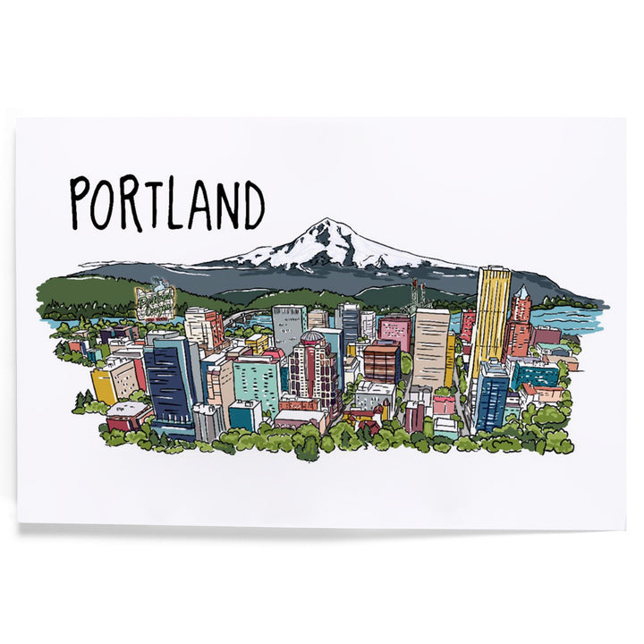 Portland, Oregon, Cityscape, Line Drawing, Art & Giclee Prints