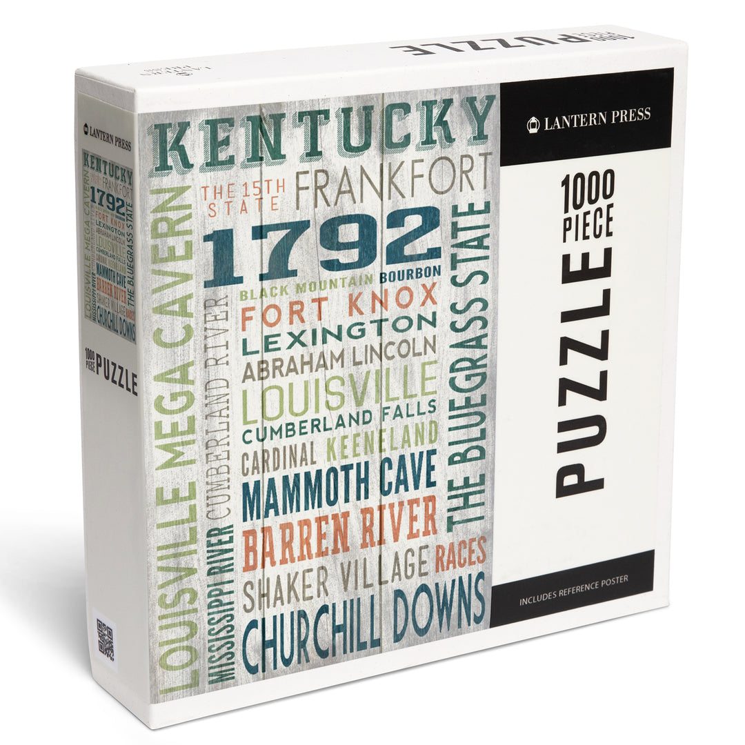 Kentucky, Rustic Typography, 1000 Piece Jigsaw Puzzle
