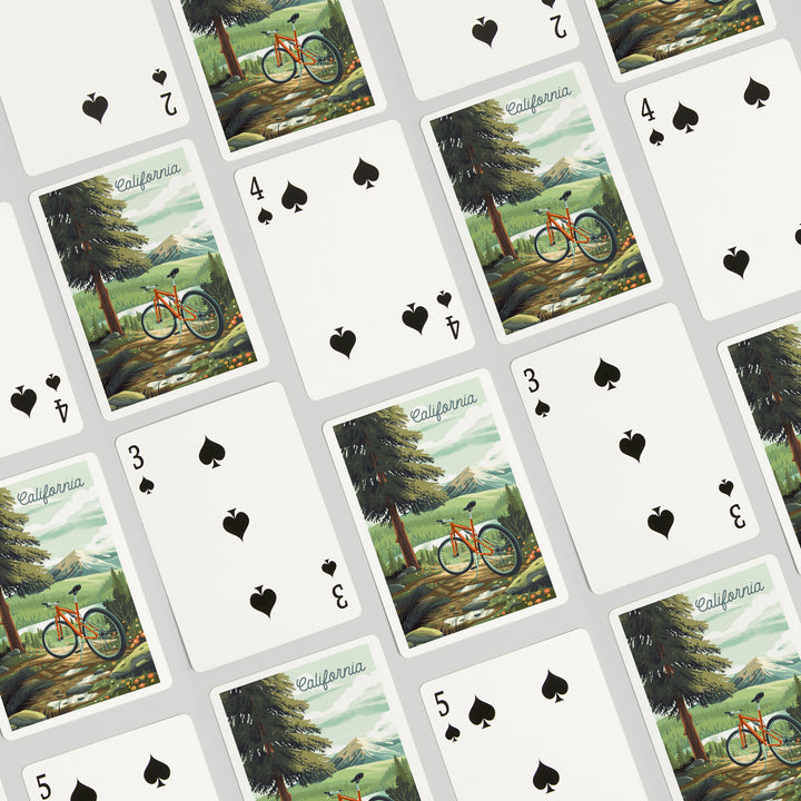 Playing Cards, California, Off To Wonder, Cycling with Mountains, 52 Card Deck with Jokers in Box, Unique Art