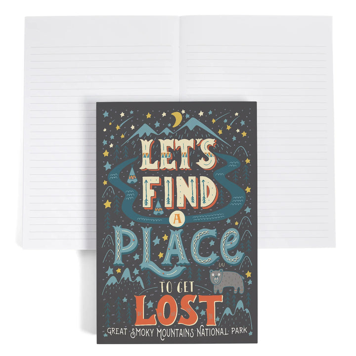Lined 6x9 Journal, Great Smoky Mountains National Park, Tennessee, Let's Find a Place to Get Lost Press, Lay Flat, 193 Pages, FSC paper
