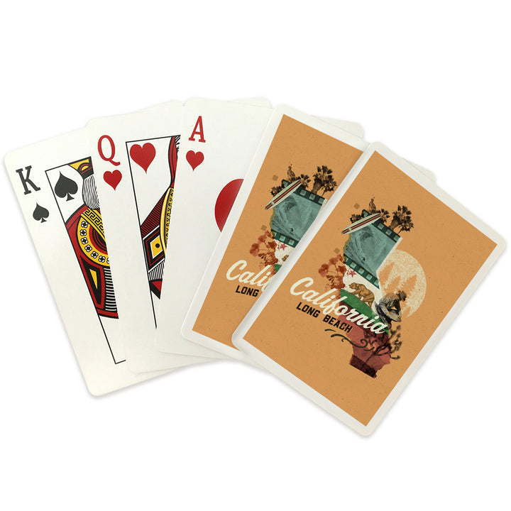 Playing Cards, Long Beach, California, State Photomontage, State Series, 52 Card Deck with Jokers in Box, Unique Art