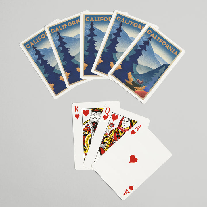Playing Cards, California, Elk and Mountain Scene, Lithograph, 52 Card Deck with Jokers in Box, Unique Art
