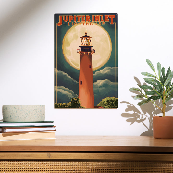 Jupiter, Florida, Jupiter Lighthouse and Moon, Wood Sign and Postcards