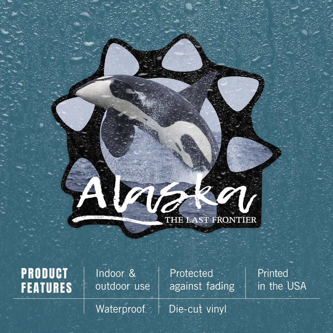 Alaska, Orca Jumping, Contour, Vinyl Sticker