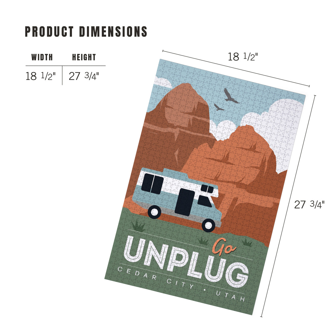 Cedar City, Utah, Simply Outdoors, Go Unplug, Retro RV, 1000 Piece Jigsaw Puzzle