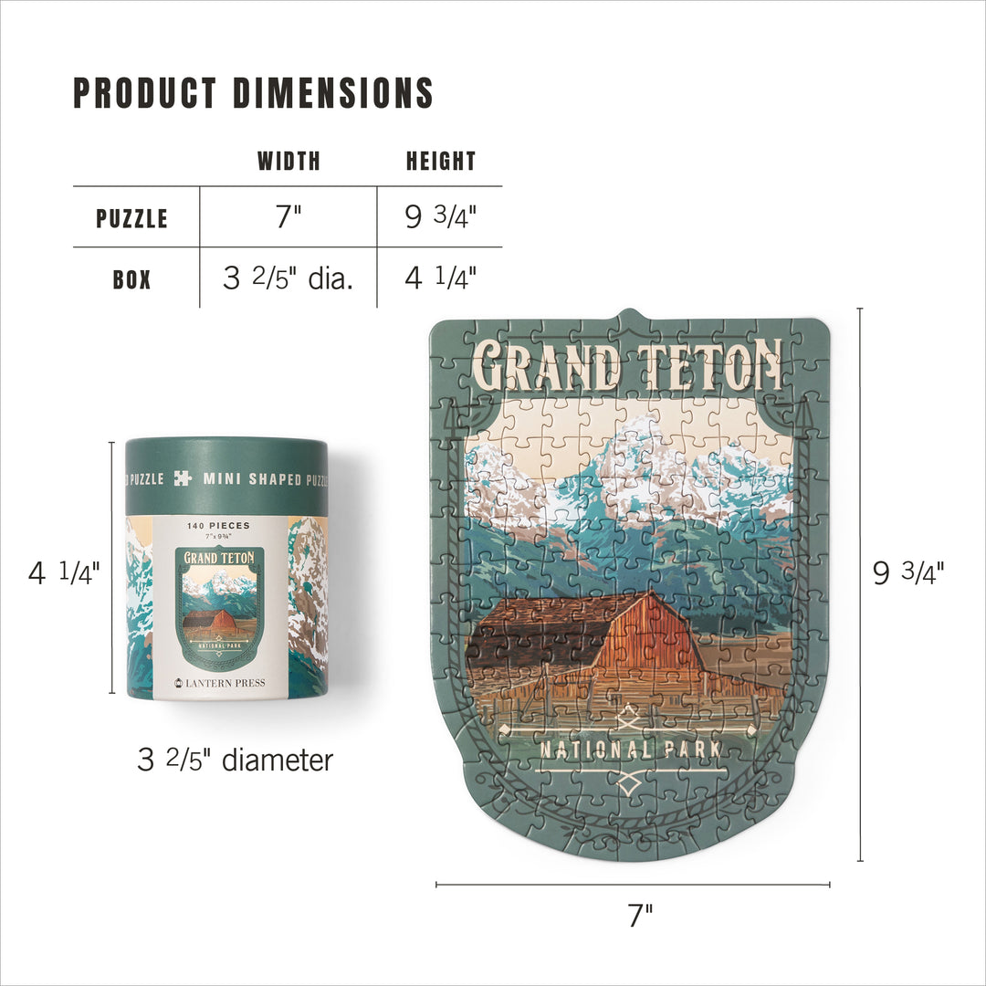 Lantern Press Mini Shaped Adult Jigsaw Puzzle, Protect Our National Parks (Grand Teton)