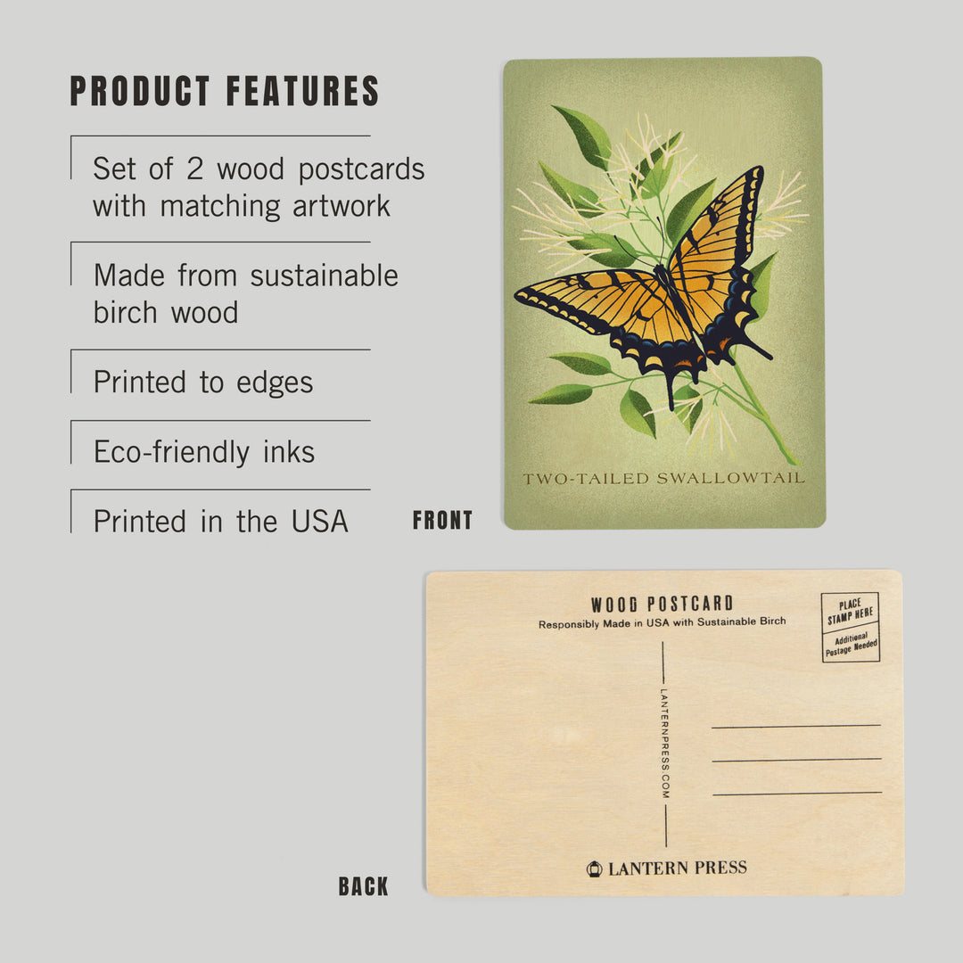 Vintage Flora, Two-Tailed Swallowtail, Wood Sign and Postcards